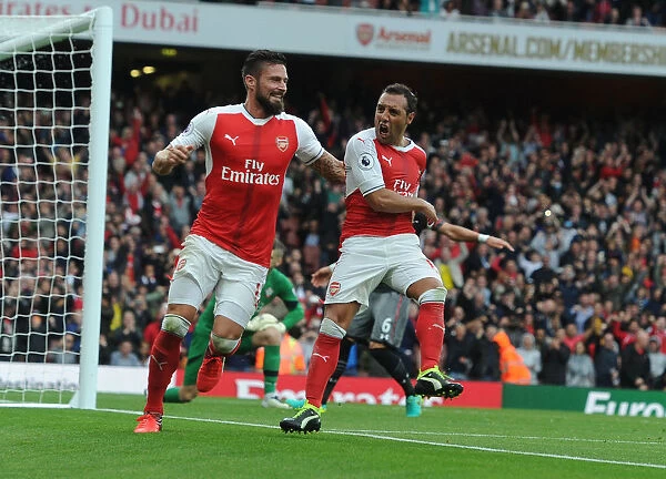 Cazorla and Giroud: Arsenal's Unstoppable Duo Celebrate Goal vs Southampton, 2016-17 Premier League