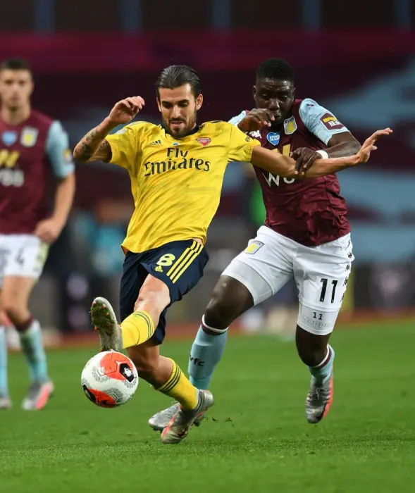 Framed Print : Ceballos vs Nakamba: A Premier League Battle at Villa Park Framed Print : Ceballos vs Nakamba: A Premier League Battle at Villa Park