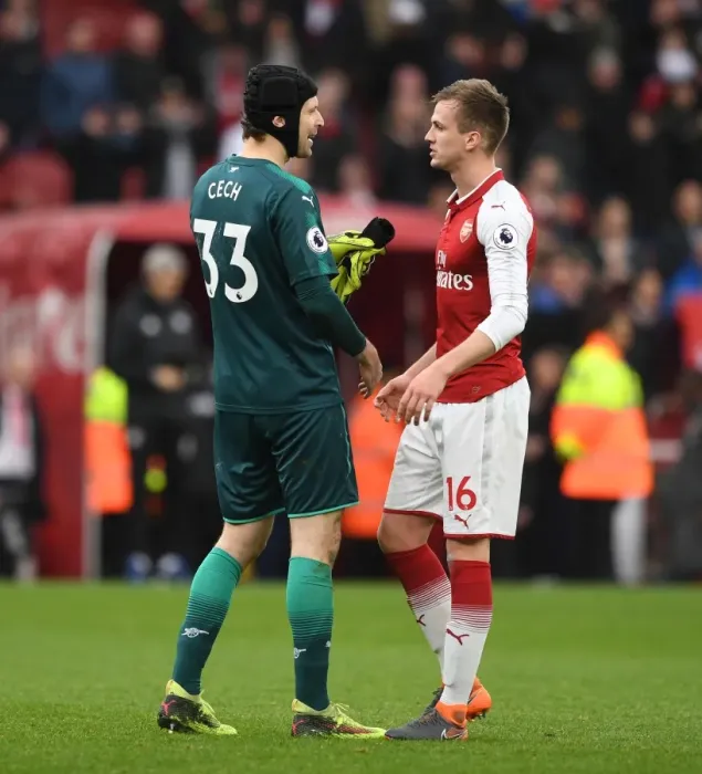 Framed Print : Cech and Holding: Arsenal's Winning Duo - Arsenal v Watford, Premier League 2017-18