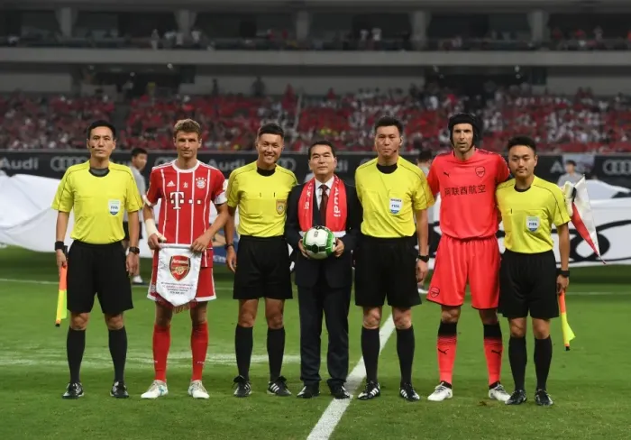 Framed Print : Cech vs. Muller: Clash of Captains in Arsenal vs. Bayern Munich Pre-Season Match, Shanghai 2017 Framed Print : Cech vs. Muller: Clash of Captains in Arsenal vs. Bayern Munich Pre-Season Match, Shanghai 2017