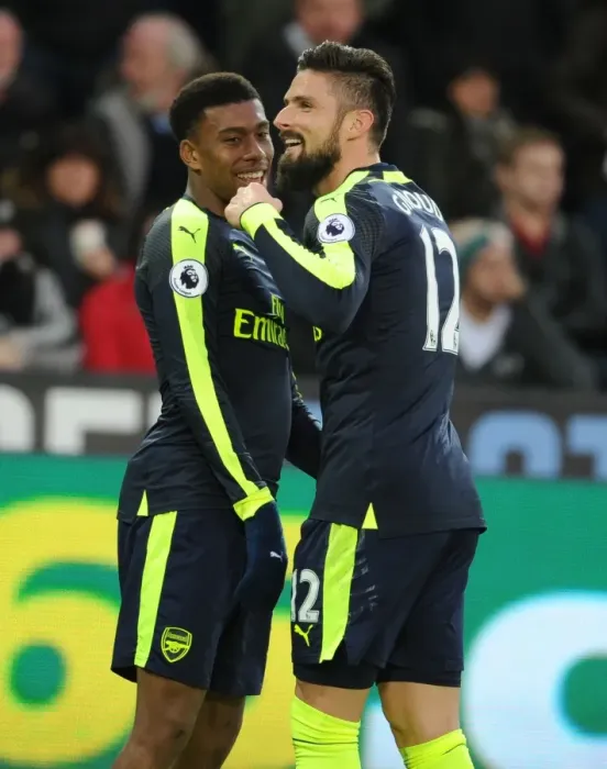 Framed Print : Celebrating Arsenal's Second Goal: Iwobi and Giroud in Unison (2016-17) Framed Print : Celebrating Arsenal's Second Goal: Iwobi and Giroud in Unison (2016-17)