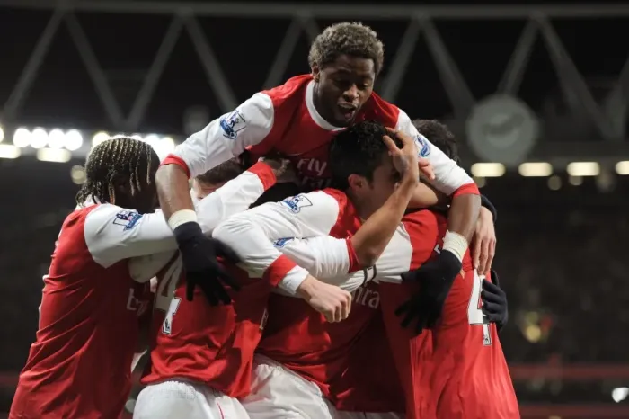 Framed Print : Celebrating Glory: Fabregas Scores Arsenal's Second in Their 3:1 Victory Over Chelsea