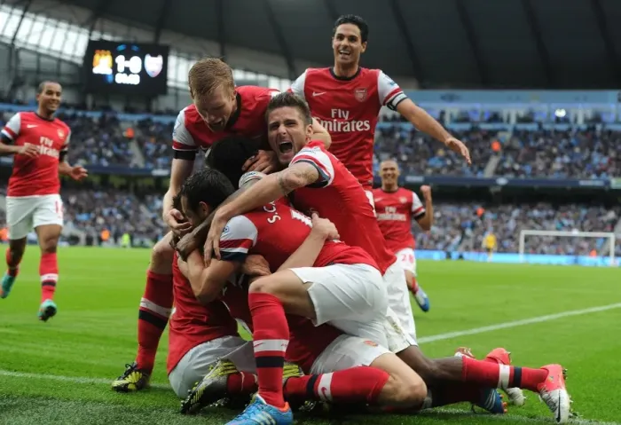 Framed Print : Celebrating Glory: Giroud, Mertesacker, Cazorla, and Arteta's Goal Rush at Manchester City (2012-13) Framed Print : Celebrating Glory: Giroud, Mertesacker, Cazorla, and Arteta's Goal Rush at Manchester City (2012-13)