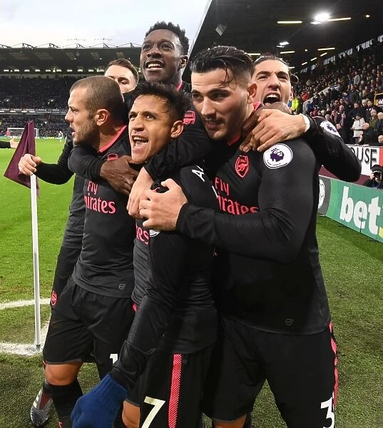 Celebrating a Goal: Alexis Sanchez, Jack Wilshere, Danny Welbeck, Hector Bellerin, and Sead Kolasinac (Burnley vs. Arsenal, 2017-18)
