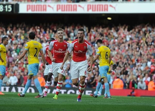 Celebrating Their Goal: Koscielny and Chambers of Arsenal