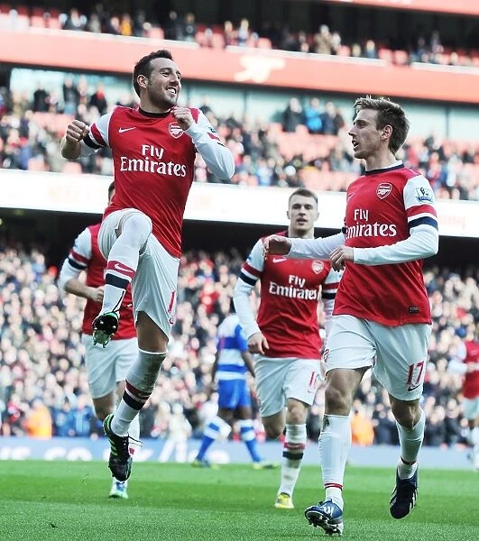 Celebrating Their Success: Santi Cazorla and Nacho Monreal's Goal Connection (Arsenal vs. Reading, 2013)