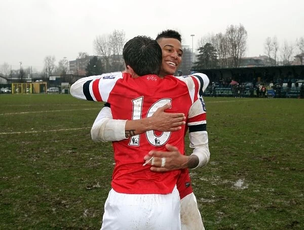 Celebrating Victory: Angha and Lipman of Arsenal U19 after Winning the NextGen Series Match against Inter Milan U19