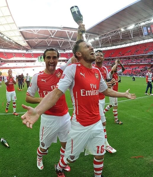 Celebrating Victory: Flamini and Ramsey, Arsenal's FA Community Shield Champions (2014 / 15)