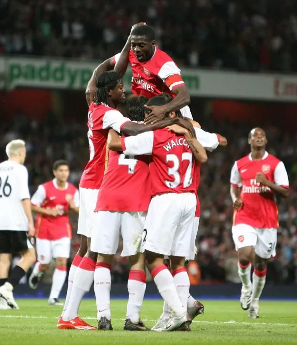 Framed Print : Ces Fabregas and Teammates Celebrate Arsenal's Second Goal Against Sparta Prague in the Champions League