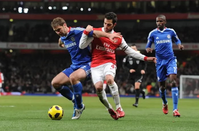 Framed Print : Cesc Fabregas (Arsenal) Branislav Ivanovic (Chelsea). Arsenal 3: 1 Chelsea Framed Print : Cesc Fabregas (Arsenal) Branislav Ivanovic (Chelsea). Arsenal 3: 1 Chelsea