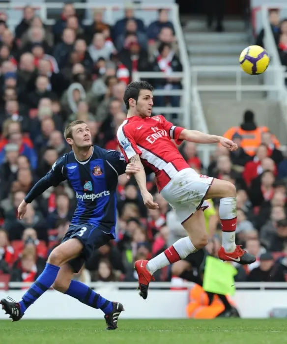 Framed Print : Cesc Fabregas (Arsenal) George McCartney (Sunderland). Arsenal 2: 0 Sunderland