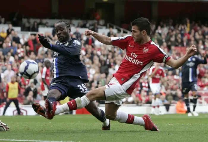 Framed Print : Cesc Fabregas (Arsenal) Pascal Chimbonda (Blackburn) Framed Print : Cesc Fabregas (Arsenal) Pascal Chimbonda (Blackburn)