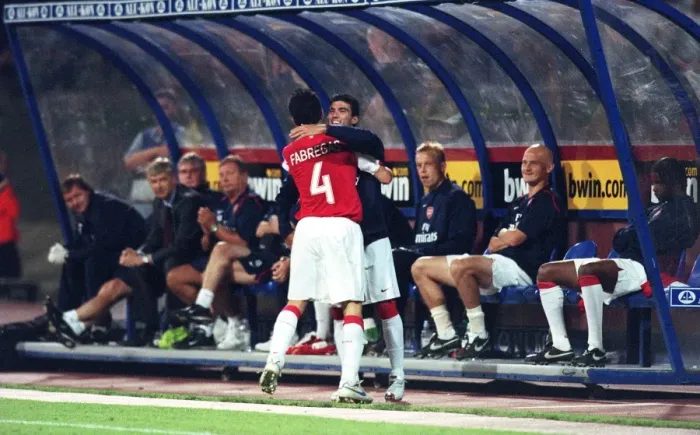 Framed Print : Cesc Fabregas celebrates scoring the 1st Arsenal goal with Jose Reyas Framed Print : Cesc Fabregas celebrates scoring the 1st Arsenal goal with Jose Reyas