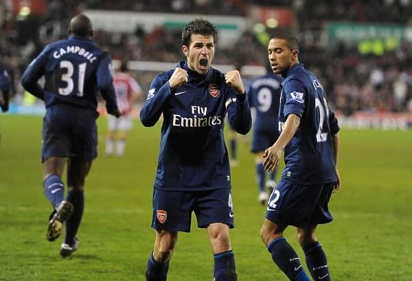 Cesc Fabregas celebrates scoring the 2nd Arsenal goal. Stoke City 1: 3 Arsenal