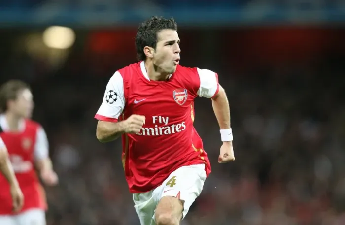 Framed Print : Cesc Fabregas Euphoric Moment: Arsenal's Historic First Goal vs Sevilla (3:0) - UEFA Champions League, 2007