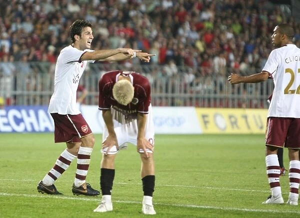 Cesc Fabregas and Gael Clichy: Unforgettable Moment as Arsenal Takes the Lead in Champions League Qualifier Against Sparta Prague (2007)
