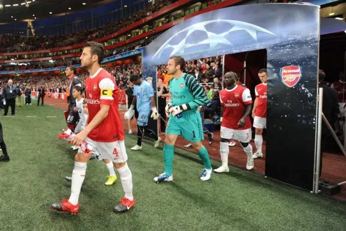 Framed Print : Cesc Fabregas and Manuel Almunia (Arsenal). Arsenal 6: 0 SC Braga, UEFA Champions League