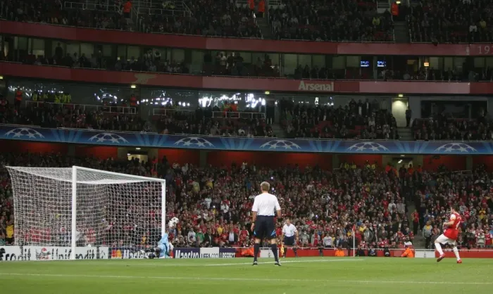 Framed Print : Cesc Fabregas scores Arsenals 1st goal from the penalty spot past Felipe (Braga) Framed Print : Cesc Fabregas scores Arsenals 1st goal from the penalty spot past Felipe (Braga)