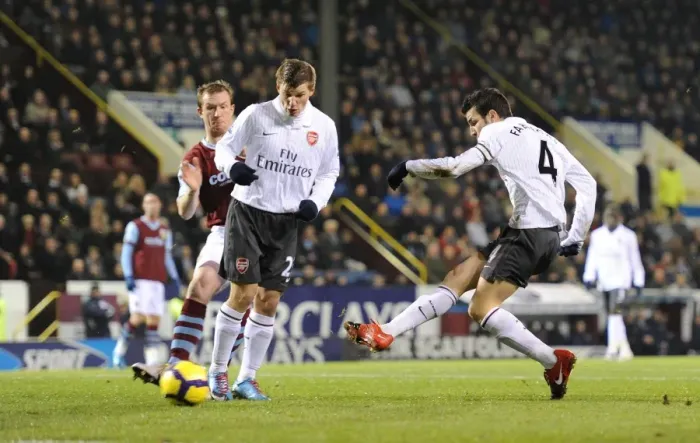 Framed Print : Cesc Fabregas shoots past Burnley goalkeeper Brian Jensen to score the Arsenal goal Framed Print : Cesc Fabregas shoots past Burnley goalkeeper Brian Jensen to score the Arsenal goal