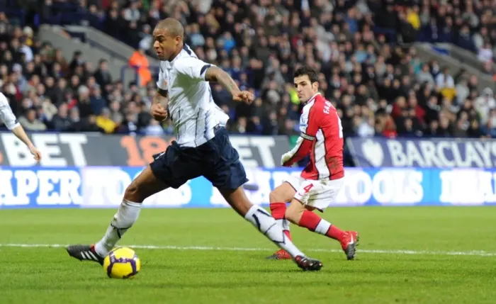 Framed Print : Cesc Fabregas shoots past Zat Knight to score the 1st Arsenal goal. Bolton Wanderers 0 Framed Print : Cesc Fabregas shoots past Zat Knight to score the 1st Arsenal goal. Bolton Wanderers 0