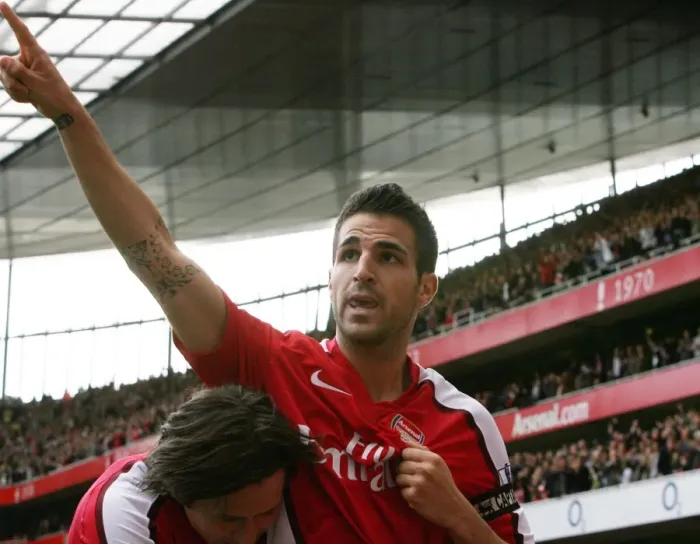 Framed Print : Cesc Fabregas's Euphoria: Arsenal's Unforgettable 6-2 Victory Over Blackburn Rovers