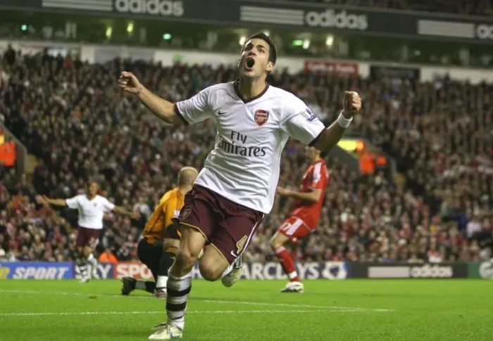 Framed Print : Cesc Fabregas's Thrilling Goal: Liverpool 1-1 Arsenal, Barclays Premier League, 2007 Framed Print : Cesc Fabregas's Thrilling Goal: Liverpool 1-1 Arsenal, Barclays Premier League, 2007