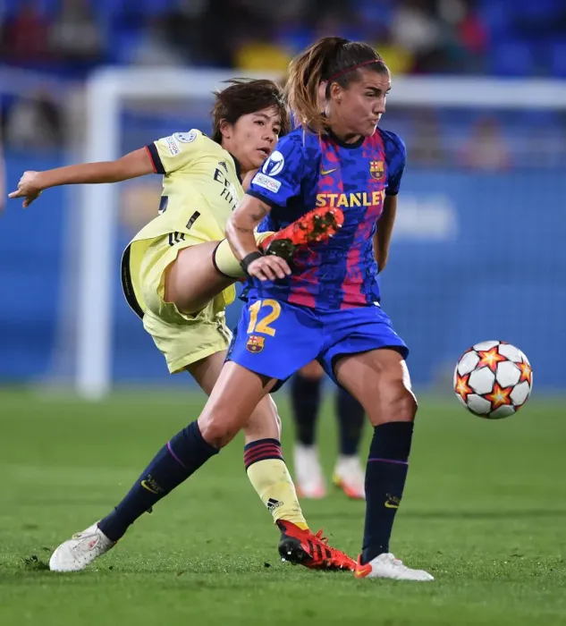 Framed Print : Challenge in the Champions: Barcelona vs. Arsenal Women's Football