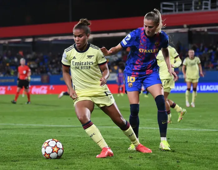 Framed Print : Challenge in the Champions League: Barcelona vs. Arsenal Women (October 2021)