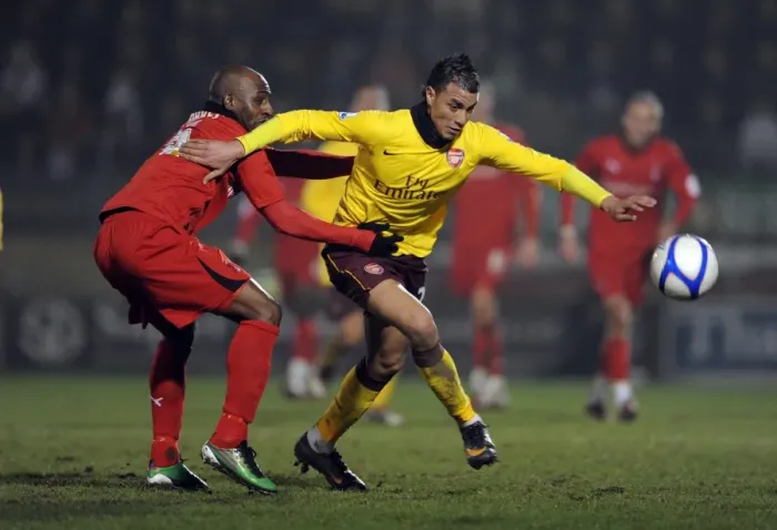 Framed Print : Chamakh vs. Forbes: FA Cup Battle at Leyton Orient