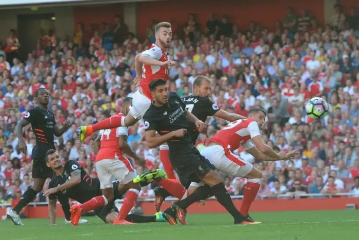 Framed Print : Chambers Scores the Thriller: Arsenal's Triumph over Liverpool in the 2016-17 Premier League Framed Print : Chambers Scores the Thriller: Arsenal's Triumph over Liverpool in the 2016-17 Premier League