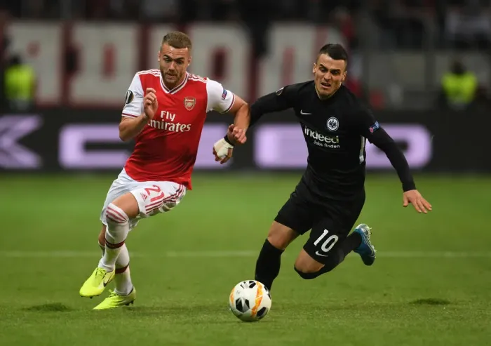 Framed Print : Chambers vs. Kostic: A Europa League Battle at Frankfurt Framed Print : Chambers vs. Kostic: A Europa League Battle at Frankfurt