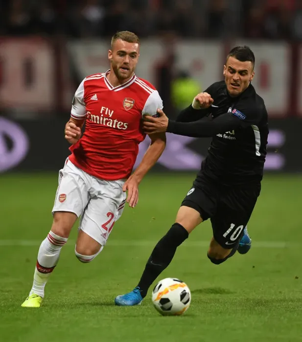 Framed Print : Chambers vs. Kostic: A Europa League Battle at Frankfurt Framed Print : Chambers vs. Kostic: A Europa League Battle at Frankfurt