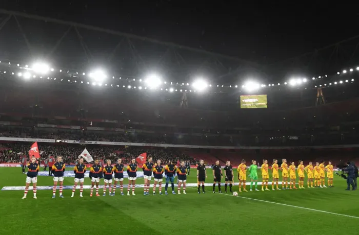 Framed Print : Champions Clash: Arsenal WFC vs. FC Barcelona - UEFA Women's Champions League at Emirates Stadium Framed Print : Champions Clash: Arsenal WFC vs. FC Barcelona - UEFA Women's Champions League at Emirates Stadium