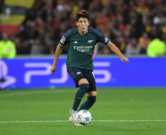 Framed Print : Champions League 2023-24: Arsenal's Tomiyasu Faces Off Against RC Lens at Stade Bollaert-Delelis Framed Print : Champions League 2023-24: Arsenal's Tomiyasu Faces Off Against RC Lens at Stade Bollaert-Delelis