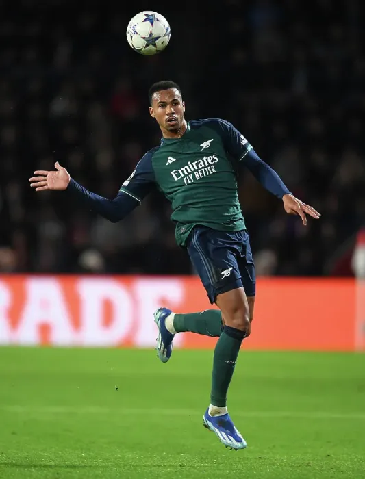 Framed Print : Champions League: Arsenal's Gabriel Magalhaes Faces Off Against PSV Eindhoven in Group B Showdown
