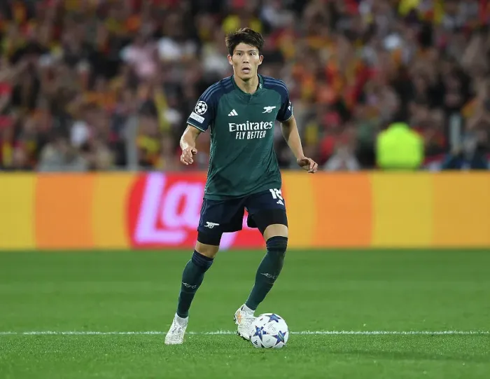 Framed Print : Champions League: Arsenal's Tomiyasu Shines Against RC Lens in Group B