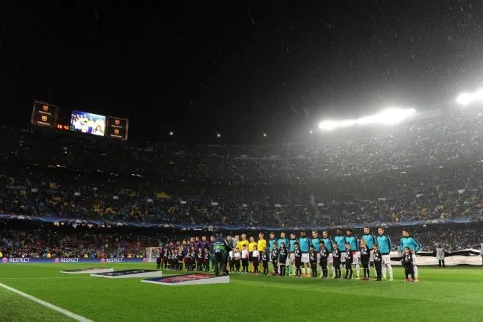 Framed Print : Champions League Showdown: Arsenal vs. Barcelona - The Battle at Camp Nou (2016)