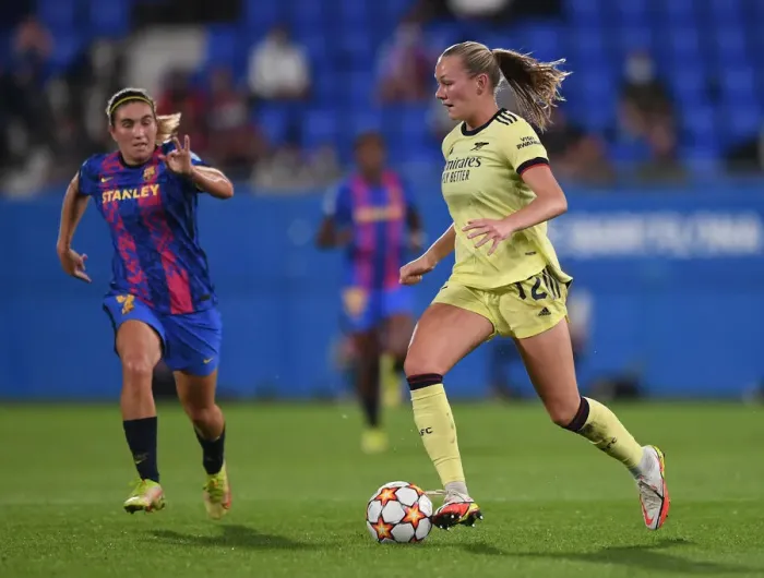 Framed Print : Champions League Showdown: Frida Maanum vs. Mariona Caldentey - A Clash of Titans in Barcelona's Women's Football
