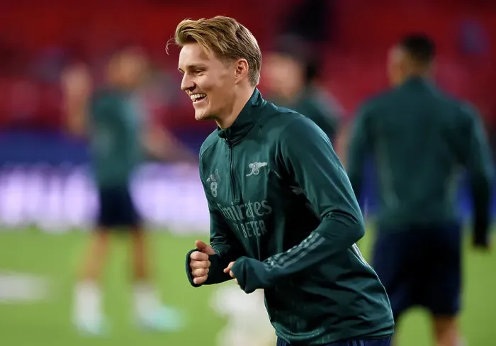 Framed Print : Champions League Showdown: Odegaard's Focus - Sevilla vs. Arsenal: Martin Odegaard's Pre-Game Routine (2023) Framed Print : Champions League Showdown: Odegaard's Focus - Sevilla vs. Arsenal: Martin Odegaard's Pre-Game Routine (2023)