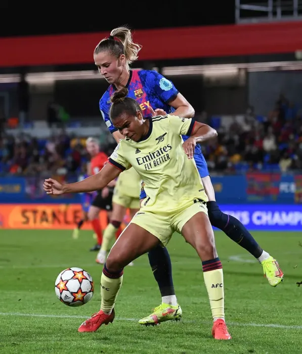 Framed Print : Champions League Showdown: Parris vs. Crnogorcevic Battle - Arsenal Women vs. Barcelona Framed Print : Champions League Showdown: Parris vs. Crnogorcevic Battle - Arsenal Women vs. Barcelona