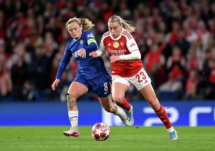 Framed Print : Chelsea FC v Arsenal FC - UEFA Women's Champions League 2025 / 26 Quarter-finals Second Leg