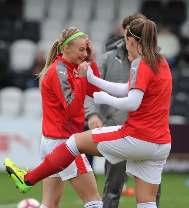 Framed Print : Chloe Kelly and Katie McCabe (Arsenal Ladies) Framed Print : Chloe Kelly and Katie McCabe (Arsenal Ladies)