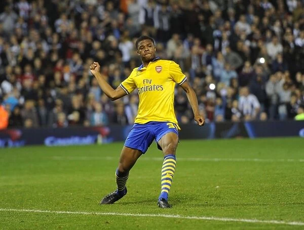 Chuba Akpom celebrates scoring from the penalty spot. West Bromwich Albion 1:1 Arsenal