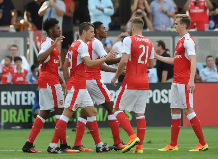 Framed Print : Chuba Akpom Scores Arsenal's Second Goal against MLS All-Stars in 2016 Framed Print : Chuba Akpom Scores Arsenal's Second Goal against MLS All-Stars in 2016