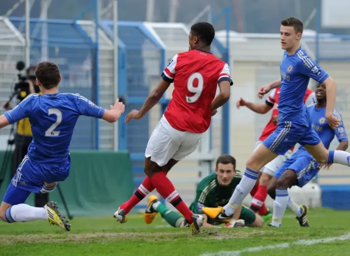 Framed Print : Chuba Akpom Scores the Opener: Arsenal U19 vs. Chelsea U19 - NextGen Series Semi-Final Framed Print : Chuba Akpom Scores the Opener: Arsenal U19 vs. Chelsea U19 - NextGen Series Semi-Final