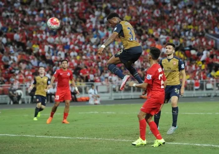 Framed Print : Chuba Akpom's Hat-trick: Arsenal Cruises to Victory in Barclays Asia Trophy Framed Print : Chuba Akpom's Hat-trick: Arsenal Cruises to Victory in Barclays Asia Trophy