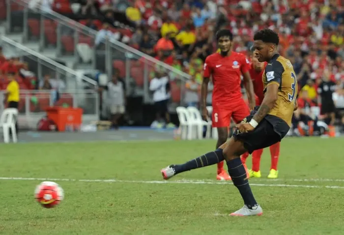 Framed Print : Chuba Akpom's Hat-trick: Arsenal Wins Barclays Asia Trophy against Singapore XI