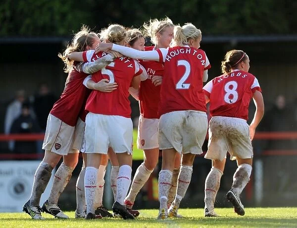 Ciara Grant celebrates scoring Arsenals 3rd goal. Arsenal Ladies 4: 1 Rayo Vallecano