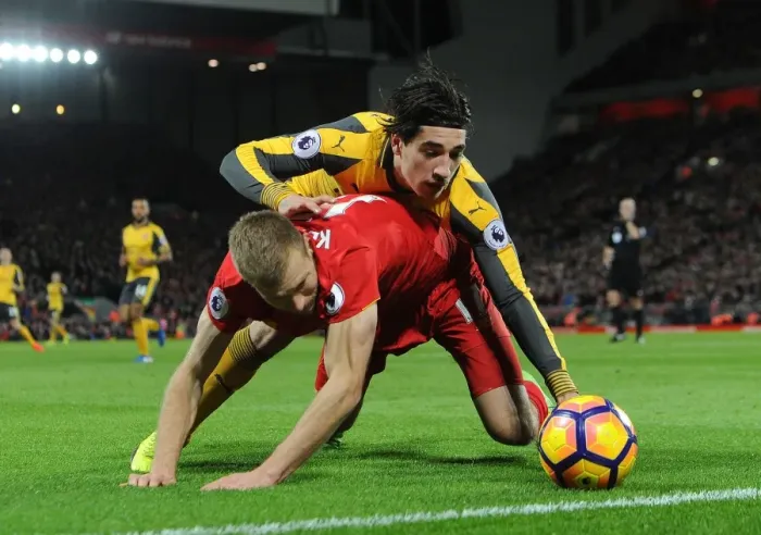 Framed Print : Clash at Anfield: Hector Bellerin vs Ragnar Klavan - Premier League Showdown, 2016-17 Framed Print : Clash at Anfield: Hector Bellerin vs Ragnar Klavan - Premier League Showdown, 2016-17