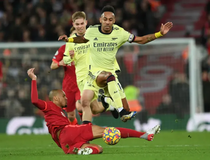 Framed Print : Clash at Anfield: Liverpool vs. Arsenal - Aubameyang vs. Fabinho